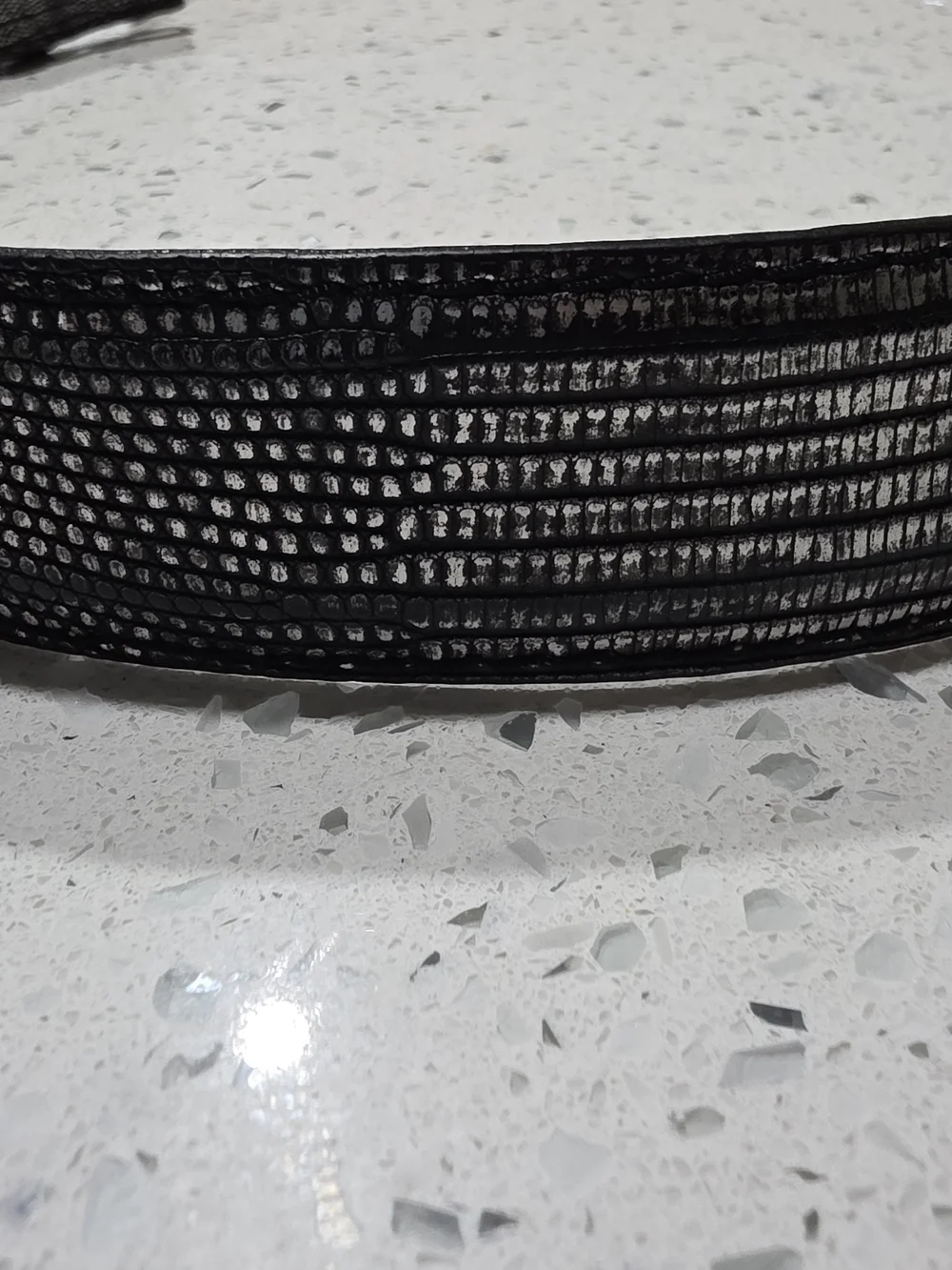 Mens Black & PEWTER LIZARD  Leather Belt